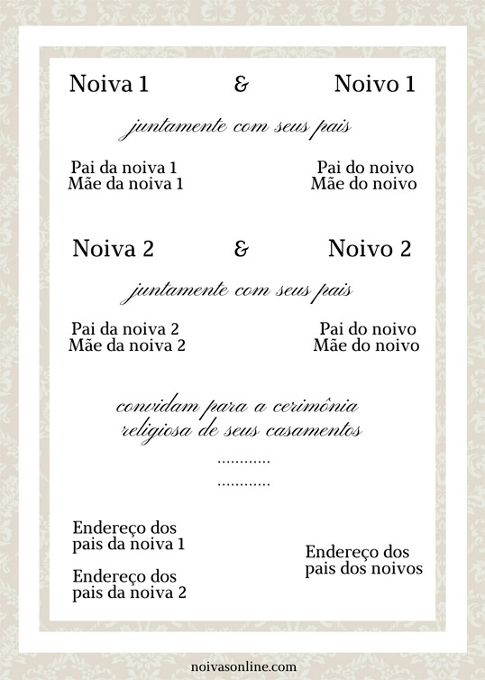 Convite para casamento duplo de irmãos