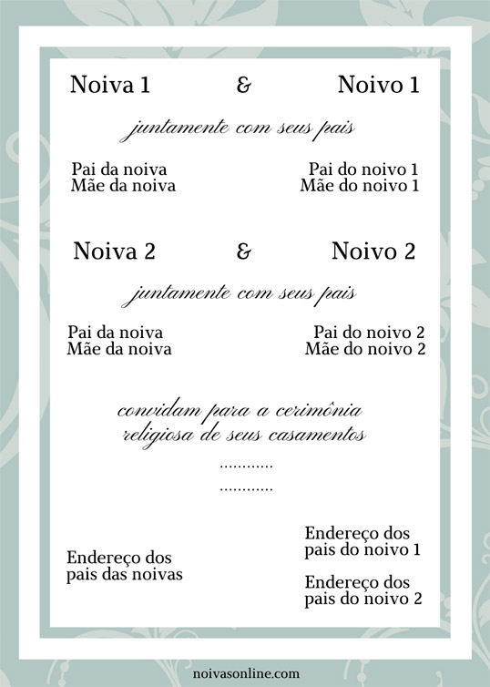 Convite para casamento duplo de irmãs