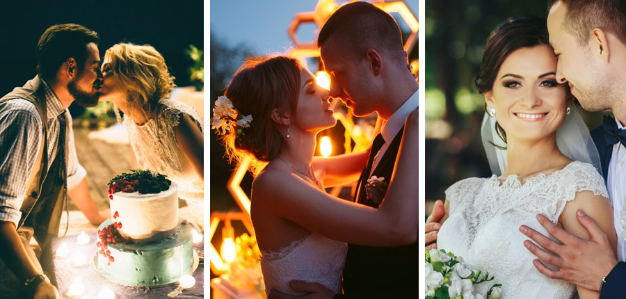 Vestidos de noiva para casar no campo à noite