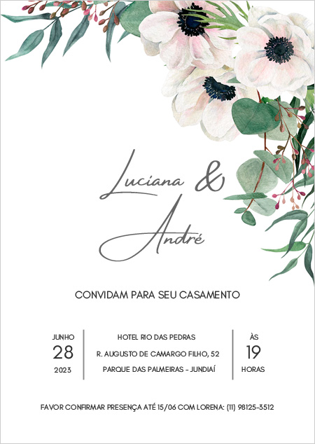 Convite de Casamento Floral Edite Online