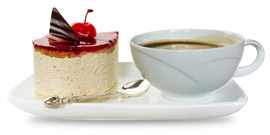 Café com cheesecake