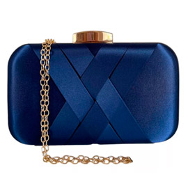 Clutch | Bolsa de festa azul marinho com alça em corrente